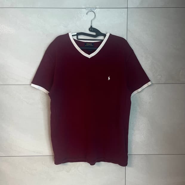 폴로 랄프로렌 와플 반팔 니트 티셔츠 버건디 와인 [XL] 