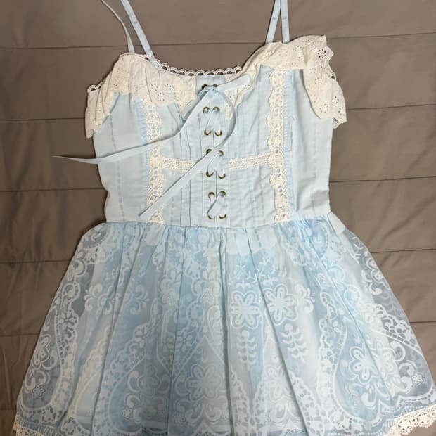 리즈리사 스카이 블루 레전드대장 레이스 페어리 원피스