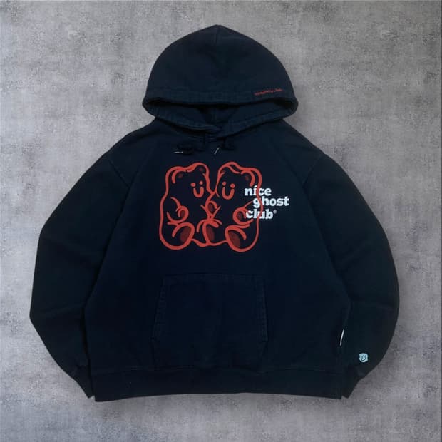 나이스 고스트 클럽 빅로고 네이비 후드티