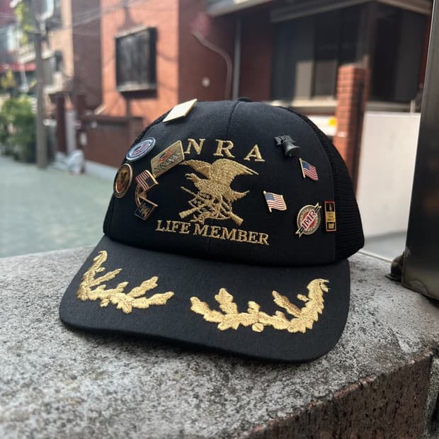 빈티지 NRA 라이프 맴버 자수 뱃지 매쉬캡 모자 y18730