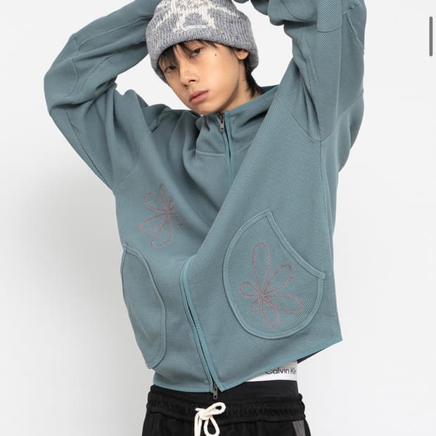 글랙 헤이즈 와플 집업 후드 M