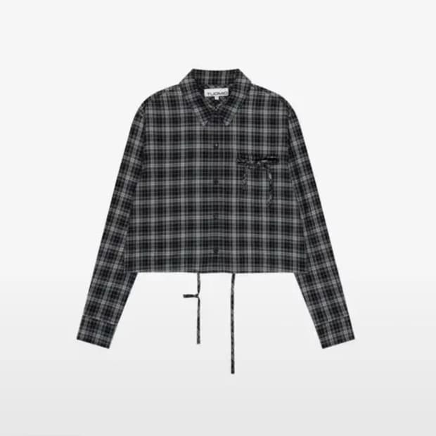 2size) 뚜오미오 STRAPPY CHECK SHIRT [BLACK]