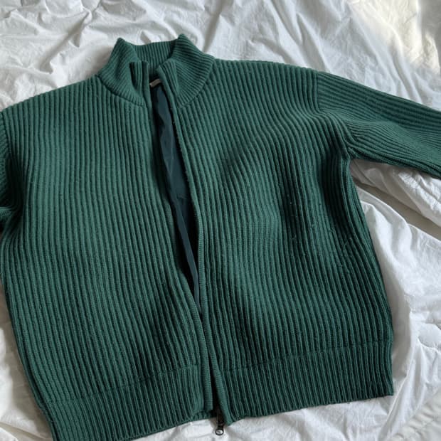 아모멘토 니트 집업(그린)