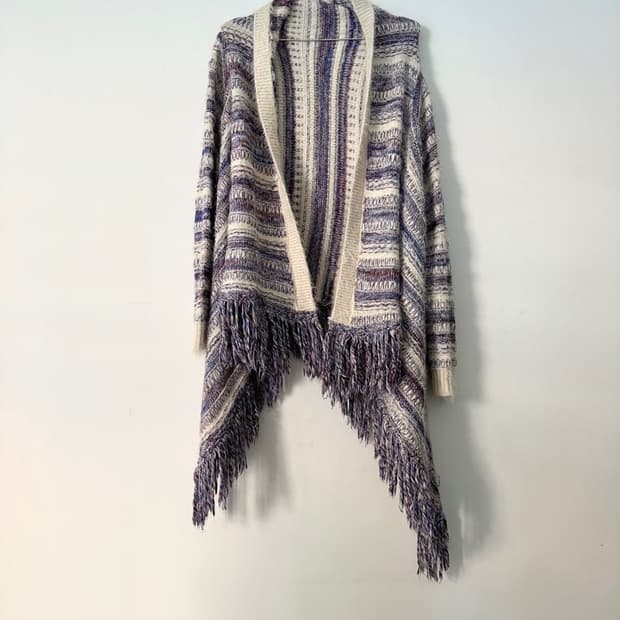 Tassel color mix cardigan