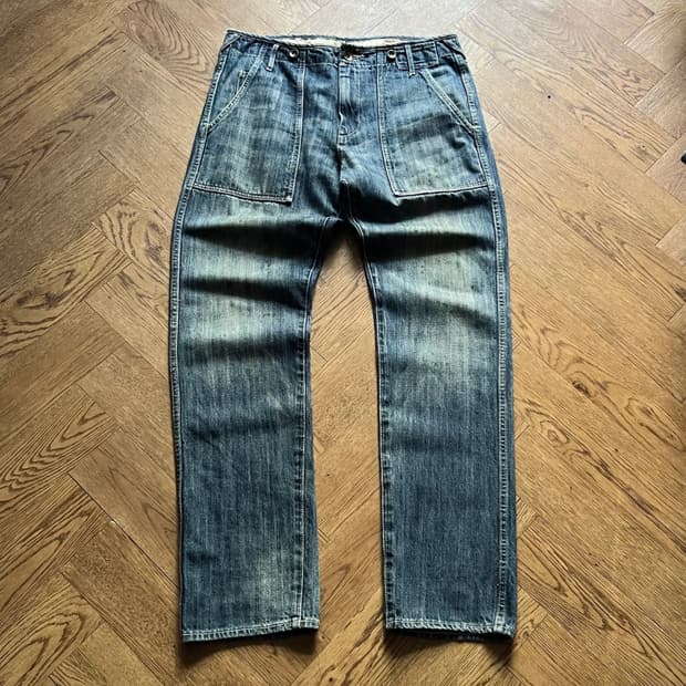 [36]Global Work 글로벌워크 서스펜더 버튼 퍼티그 데님 팬츠