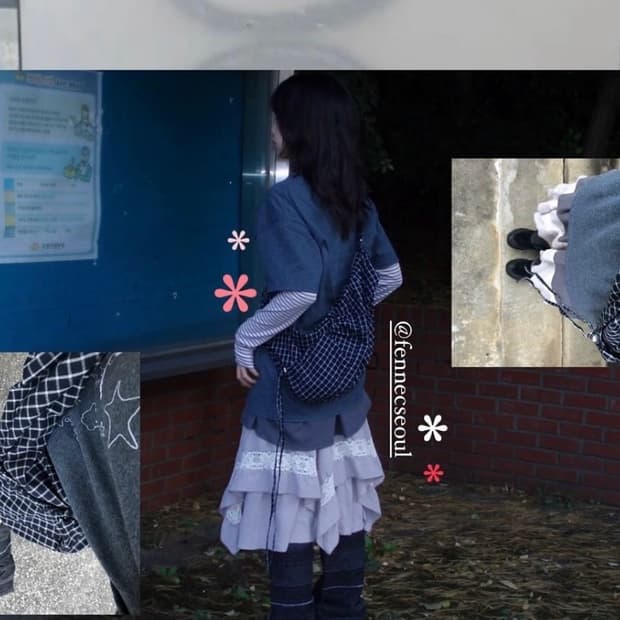 일본 빈티지 라벤더 레이어드치마