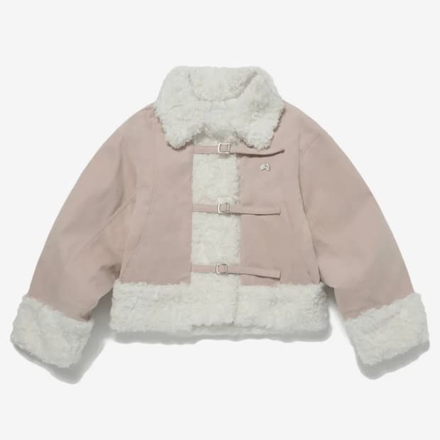 허그유어스킨 시어링 퍼 자켓 애쉬 핑크