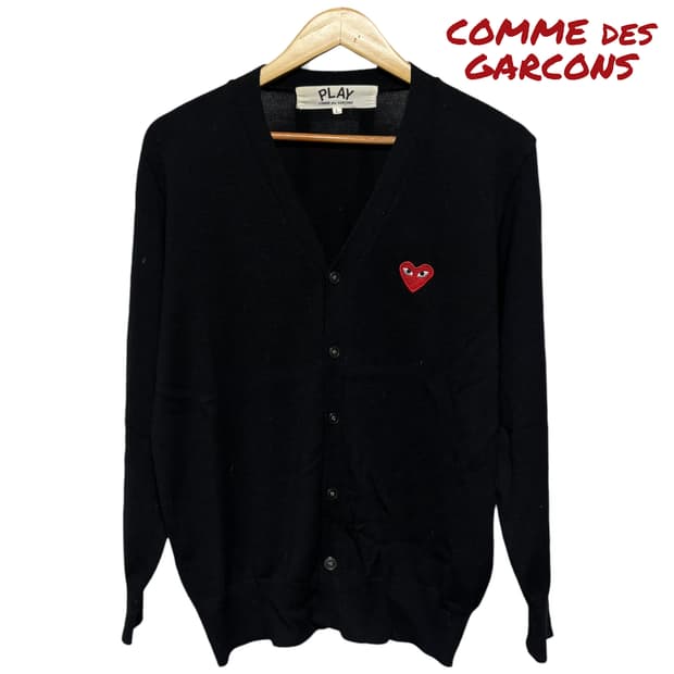 3828 꼼데가르송 블랙 빨강하트 가디건