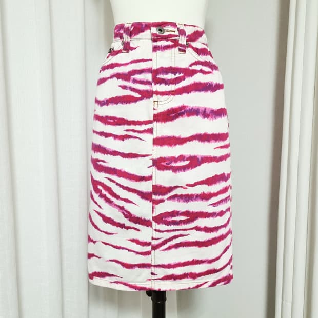 돌체앤가바나 D&G 핑크레오파드 코튼데님 스커트 치마 (표기26/40)