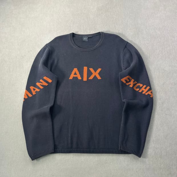 100 아르마니 빅로고 차콜 니트