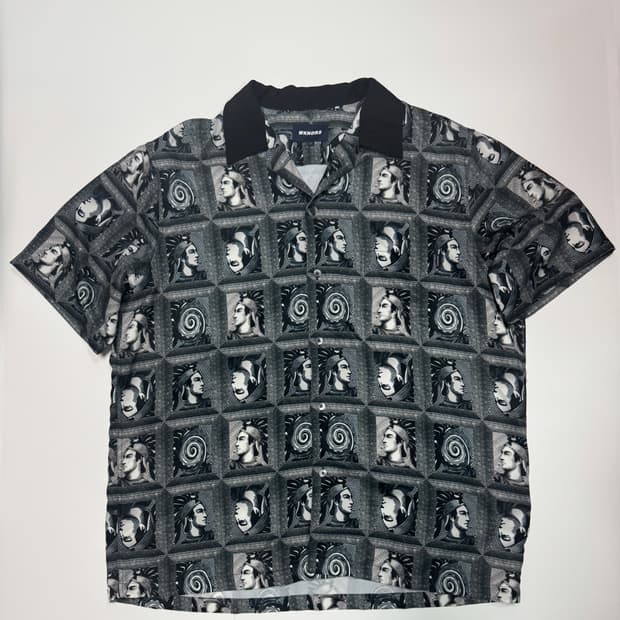 위캔더스 PORTRAIT GRID 패턴 반팔 셔츠 L