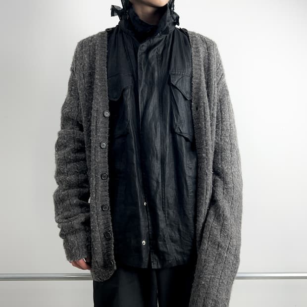 프라다 슈퍼 롱 슬리브 브이넥 가디건