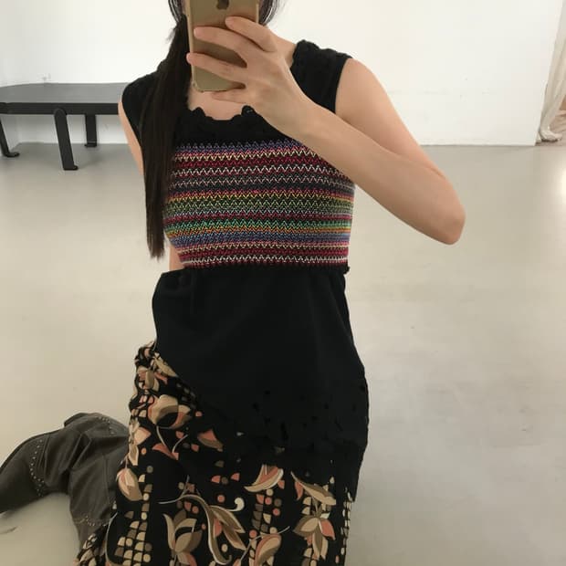 vintage smoke pattern sleeveless