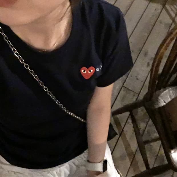 꼼데가르송 더블와펜 반팔 네이비