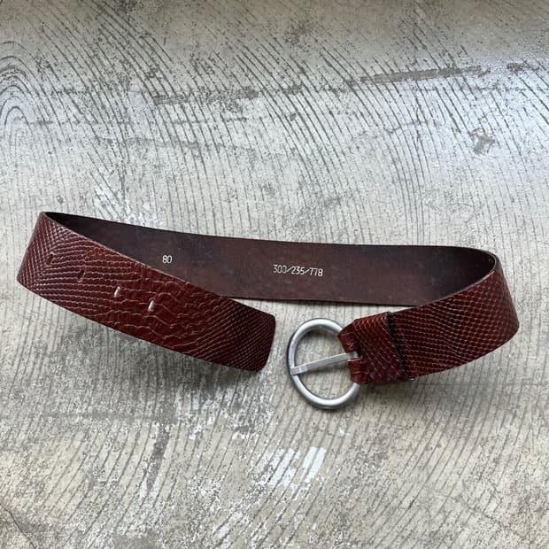 Embossed leather wide belt