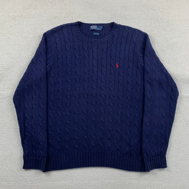 폴로 랄프로렌 포니로고 네이비 케이블 니트