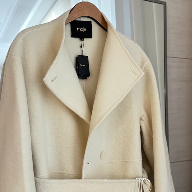 🖤 마쥬(MAJE) 아이보리 울 롱코트