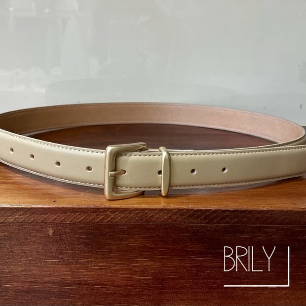 [Unisex] TOM 새틴 골드 이태리 카프스킨 소가죽 미니멀 벨트