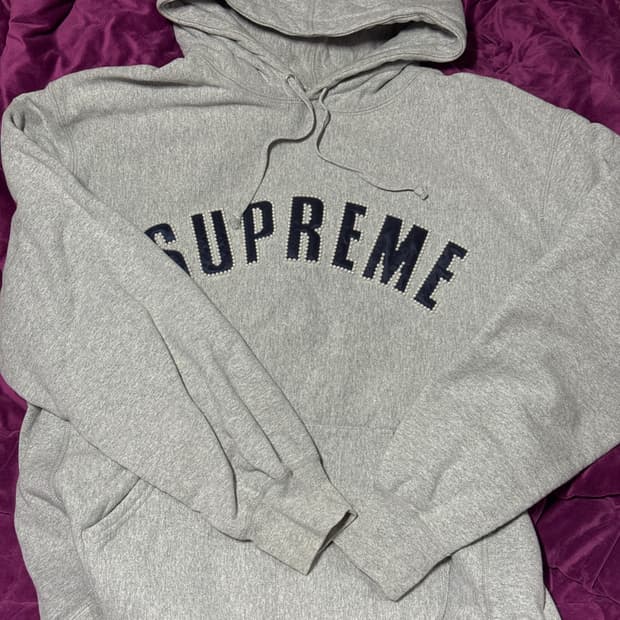 21FW 슈프림 펄 로고 후드 스웨트셔츠 그레이 XL
