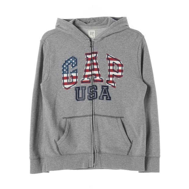 GAP 성조기 아치로고 기모 후드 집업 그레이 XXL 14-16