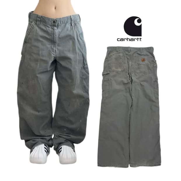 칼하트 OG 가죽패치 카펜터 페이딩 와이드 워크팬츠