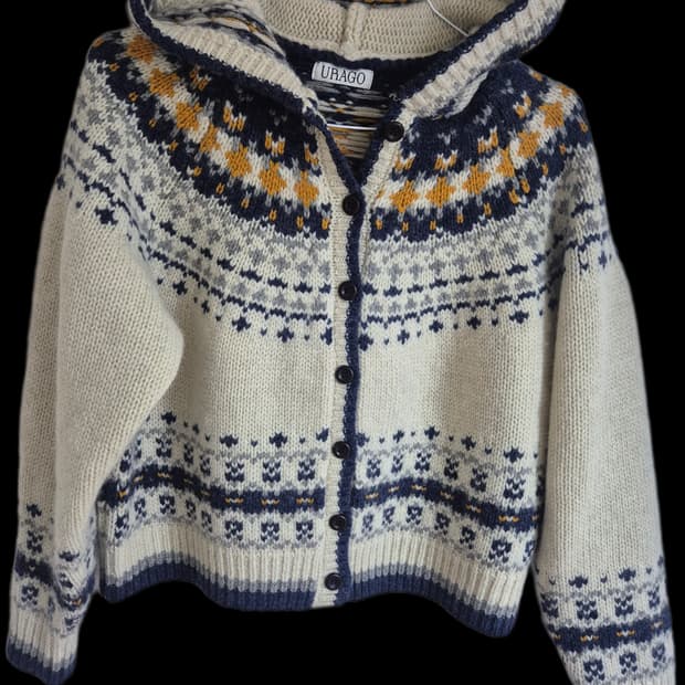 유라고 자카드 후드 가디건 (아이보리)