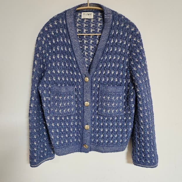 타임 블루 트위드 가디건 F