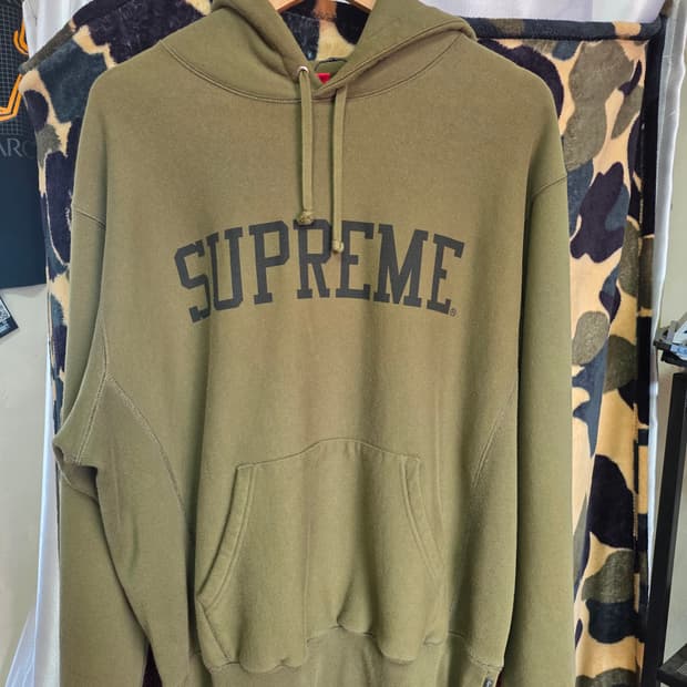 슈프림 바시티 후드 스웨트셔츠 다크 올리브 - 23FW M size