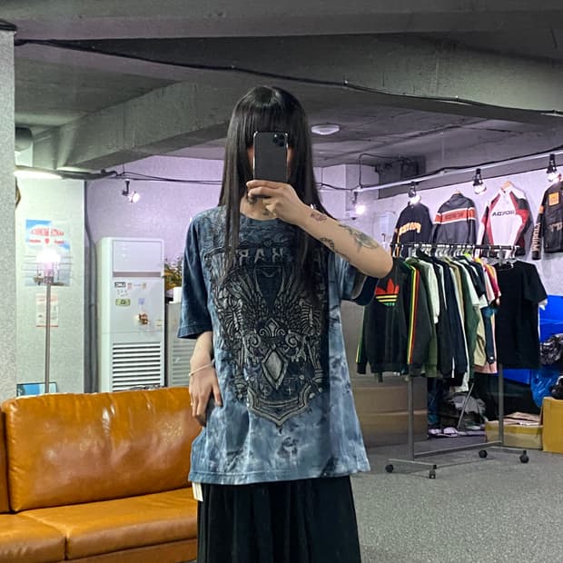 버커루 빈티지 타이다이 워싱 펑크반팔 B4609