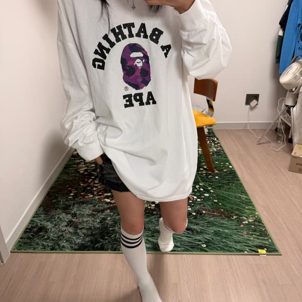 A BATHING APE 퍼플 카모 베이프 맨투맨 3XL