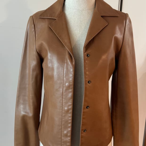 TIME 양가죽 여성 가죽 브라운 자켓 