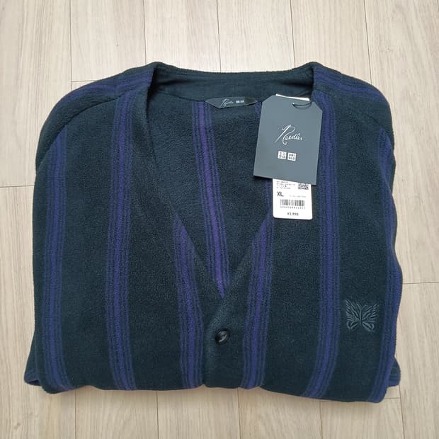 유니클로 니들스 후리스 가디건 검정 XL