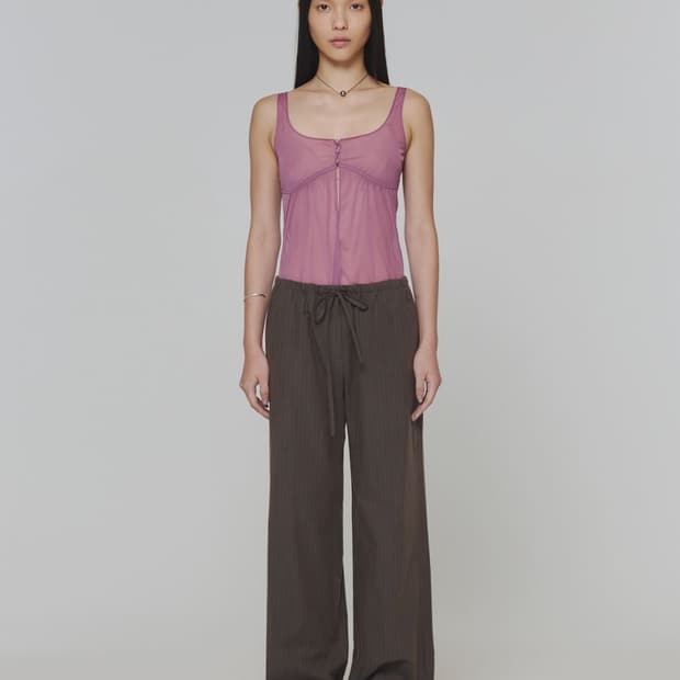 아모멘토 스트라이프 밴딩 팬츠 브라운