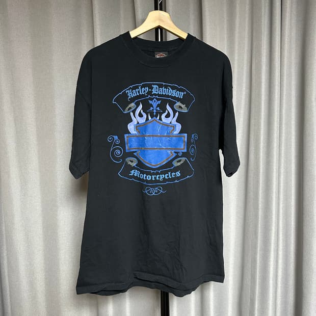 빈티지 할리데이비슨 플레임 로고 티셔츠