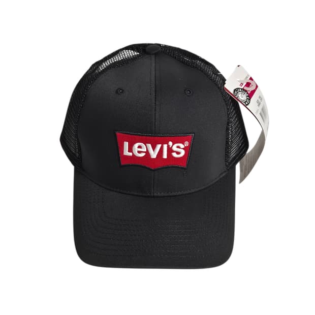 Levi's) 00's 데드스탁 리바이스 배트윙 로고 볼캡 검/빨