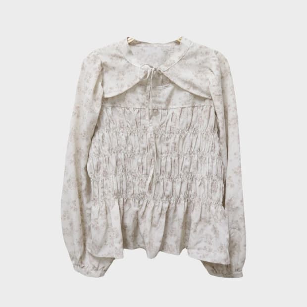 GRL 플라워 스모크 밴딩 블라우스 64654