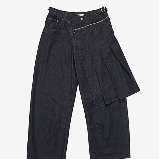 스키즘인듀싱 DETACHABLE SKIRT JEANS NAVY