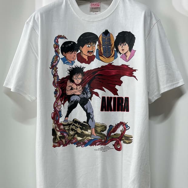 아키라 시마 테츠오 사이버펑크 그래픽 애니 반팔티 부틀렉 화이트