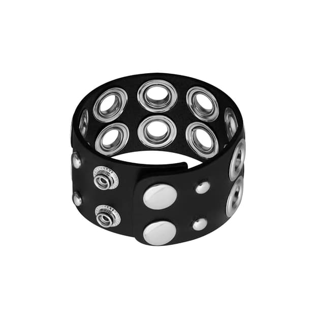 Eyelet leather bracelet Black