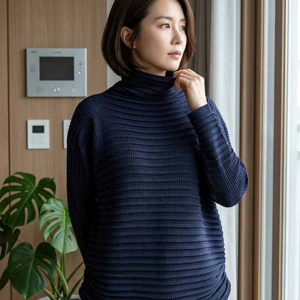 이세이 미야케 플리츠 탑 네이비 002