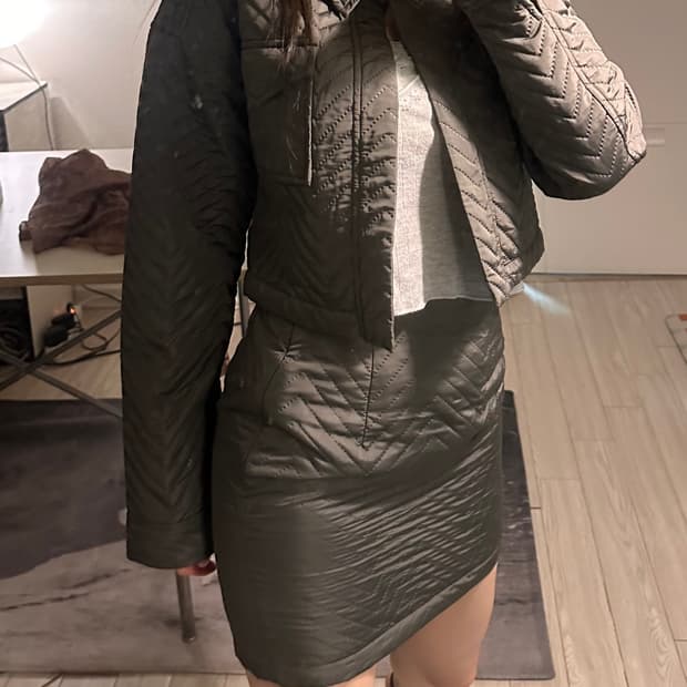 패딩 스커트 자켓 셋업