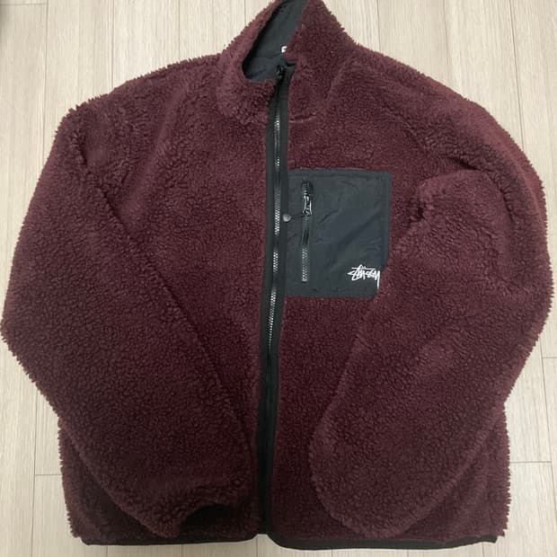 [M]스투시 리버시블 쉐르파 자켓 버건디