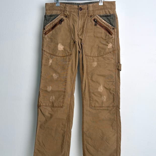 JPN 빈티지 디스트레드 더블니 팬츠