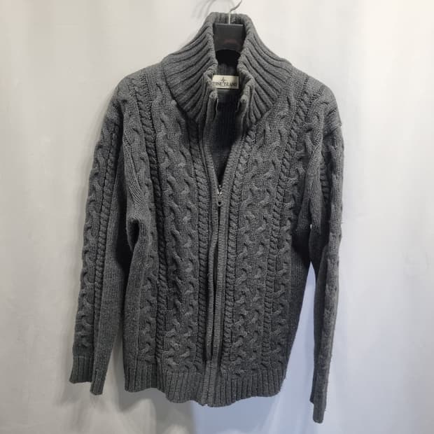 스톤아일랜드 케이블 니트 집업 그레이