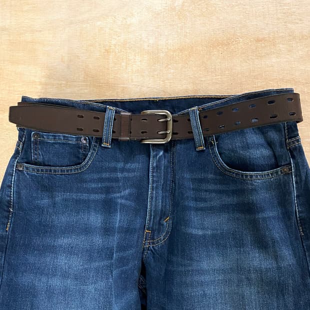 VTG leather double belt 미국 빈티지 풀그레인 벨트