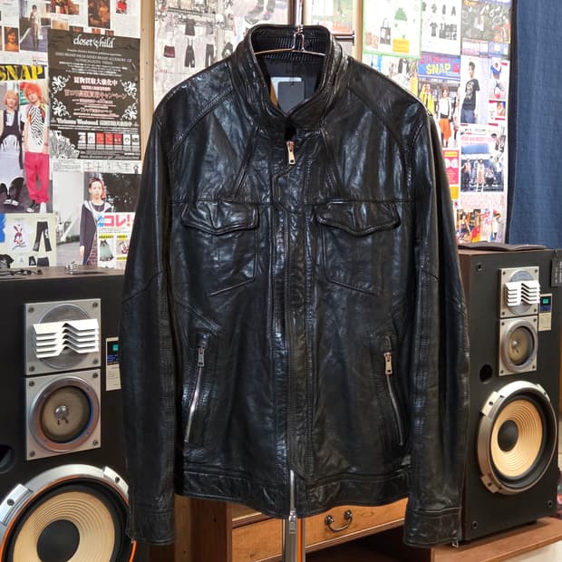 빈티지 절개라인 락시크 양가죽 투지퍼 자켓