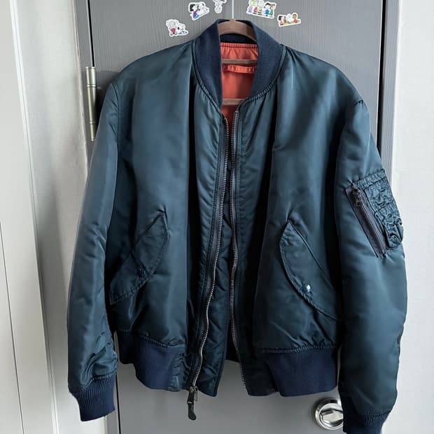 (L) 알파 인더스트리 80s USA 빈티지 MA-1 네이비