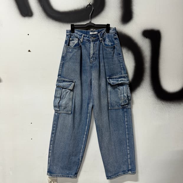 VTG 빈티지 연청 카고 벌룬핏 와이드 데님 팬츠