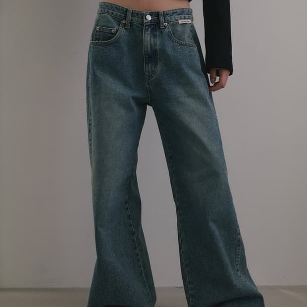 지젤착용)오버듀플레어vintage wide fit denim M