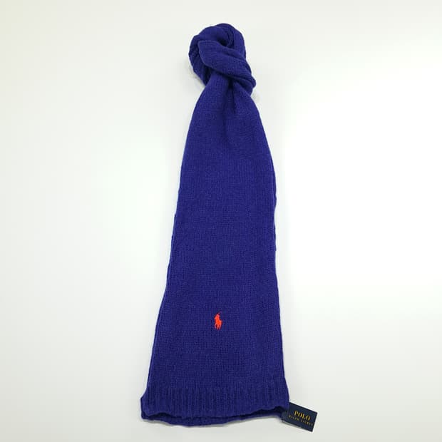 MX281 폴로 랄프로렌 퍼플잉크 울 알파카 니트 목도리 머플러